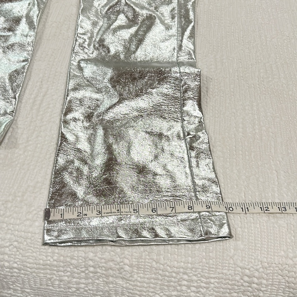 NASTY GAL Metallic Star Bum Faux Leather Trousers Silver Pants - Picture 11 of 12